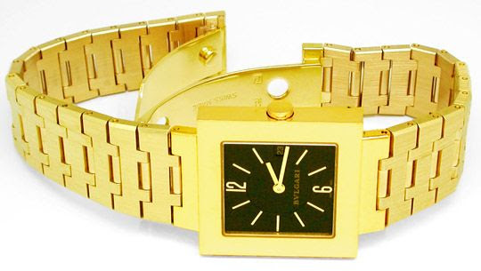 Foto 3, Bulgari Herren-Armbanduhr Quadrato Gelbgold Geprüft Neu, U1727
