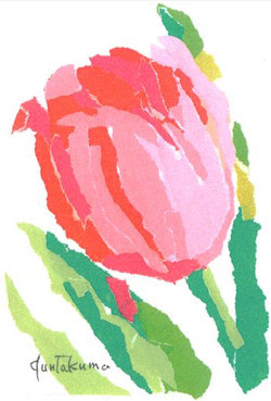 ちぎり絵が 介護施設のお誕生日カードに使われました 塗り絵で癒し 風景画 花の絵