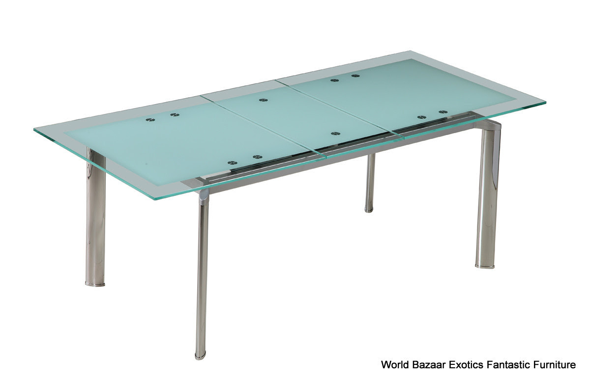 Dining Table With Leaf Extension       - Glass Top Modern Dining Table w/Extension Leaf & Options - How to get the best of both worlds?