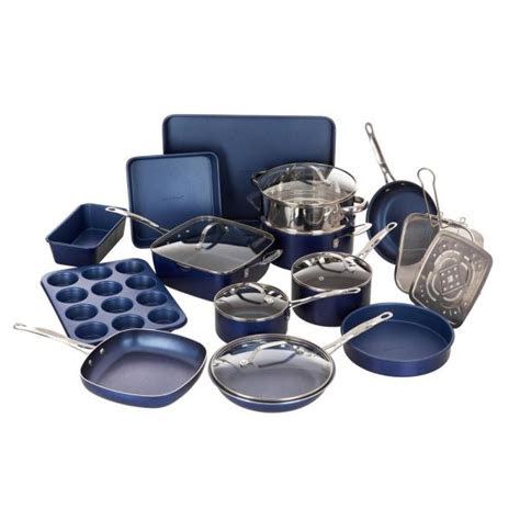 As seen on tv granitestone diamond stainless steel frypan product image. GRANITESTONE Classic Blue 20-Piece Aluminum Ultra-Durable