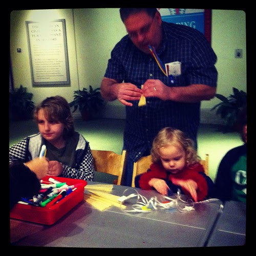 Louis, Daddy and Julia making crafts!