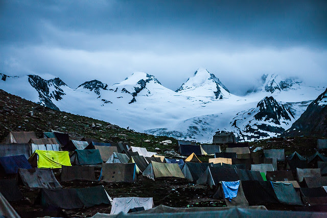 camping, snow, tents