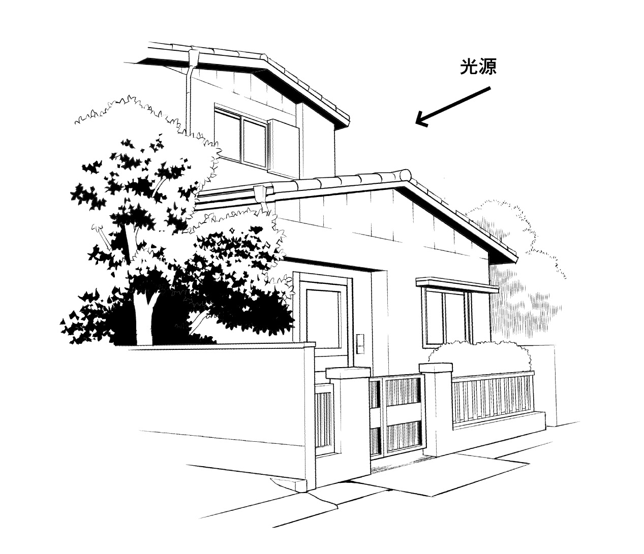 漫画背景テクニック 木の描き方パート2 庭木 植え込み アナログ編 Oyukihan S Blog 漫 パワー充電所