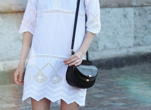 Le Fashion Blog White Eyelet Dress Black Cross Body Bag Via Blame It On Fashion 