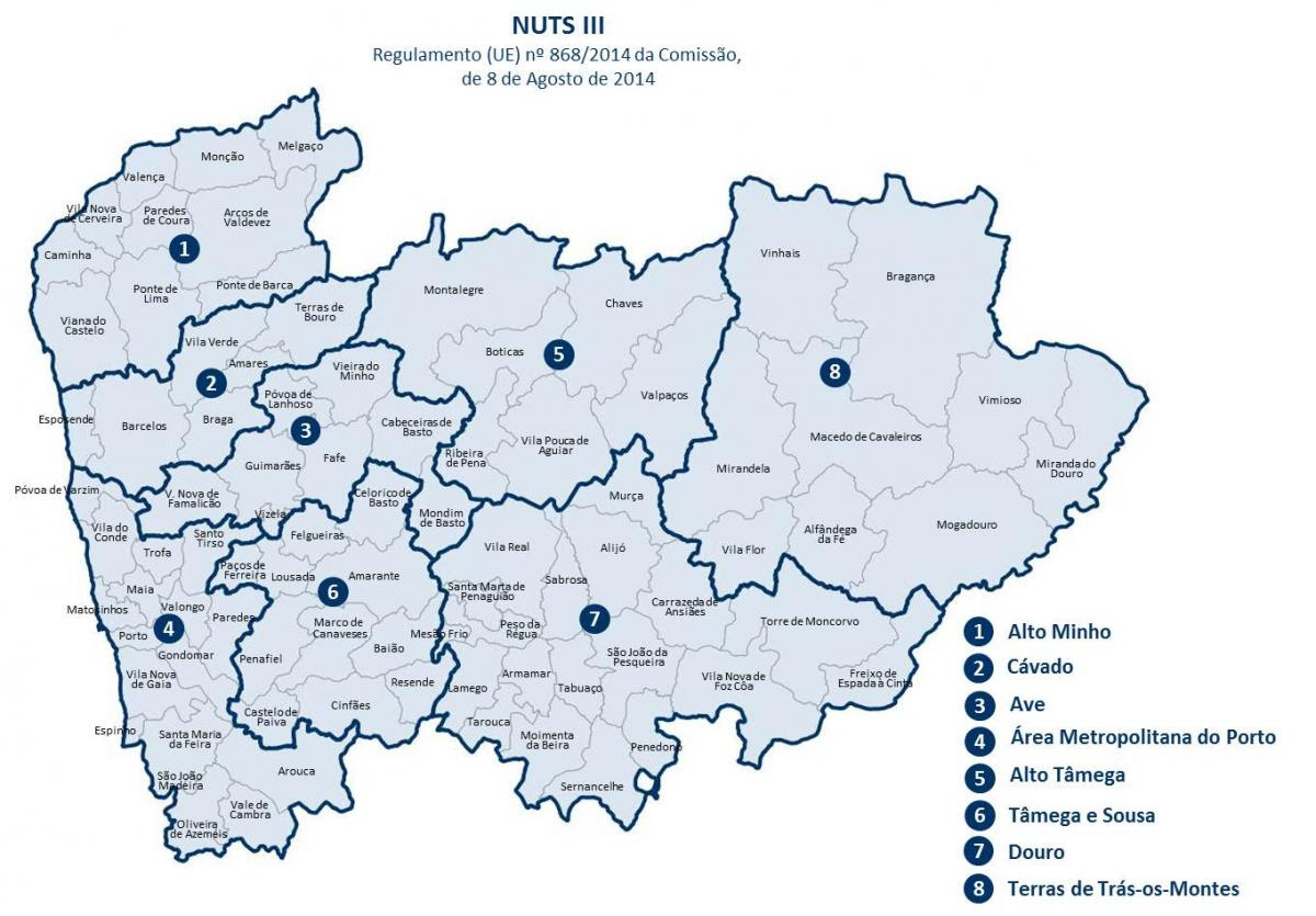 mapa da regiao do porto Região Norte