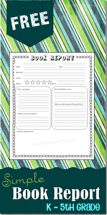 FREE Simple Book Report K-5th Grade (subscriber freebie) | Free ...