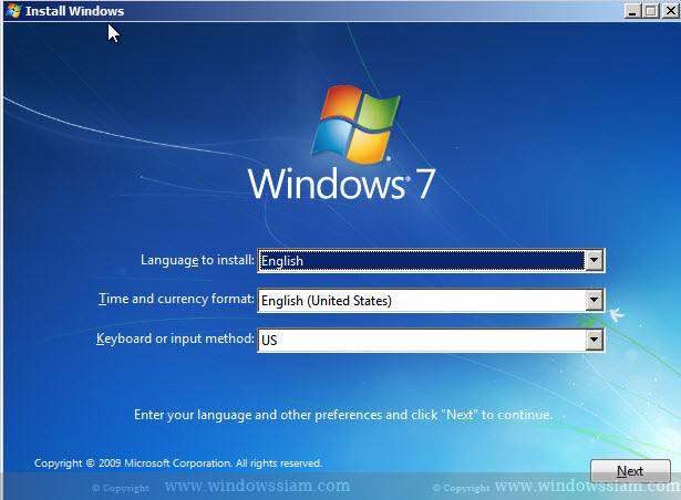 install Windows 7 Setup