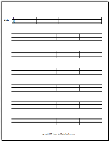 Download 28-measure printable free guitar tabs sheet