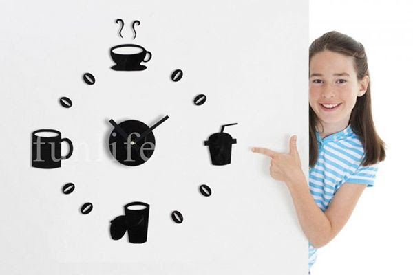 Wholesale funlife- Stylish Coffee Time Wall Stickers Clock acrylic ...