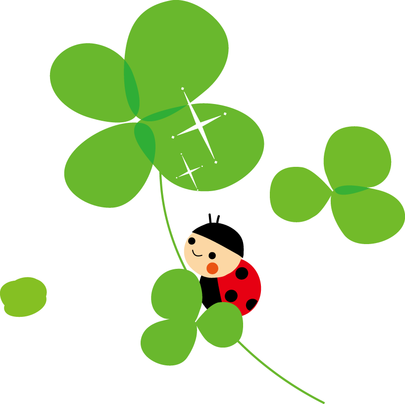 てんとう虫とクローバーのイラスト 無料イラスト フリー素材