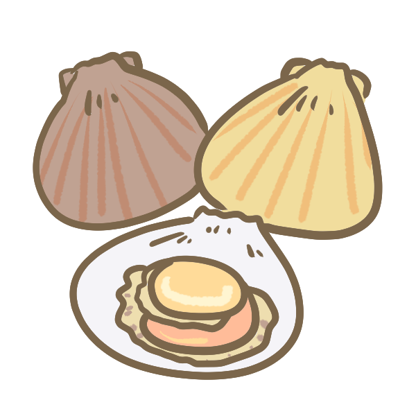 ホタテのイラスト かわいいフリー素材が無料のイラストレイン
