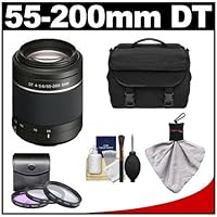 Sony Alpha DT 55-200mm f/4-5.6 SAM Zoom Lens with Case + 3 UV/FLD/CPL Filter Set + Cleaning Kit for A57, A58, A65, A77 DSLR Cameras