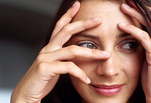 Shy woman