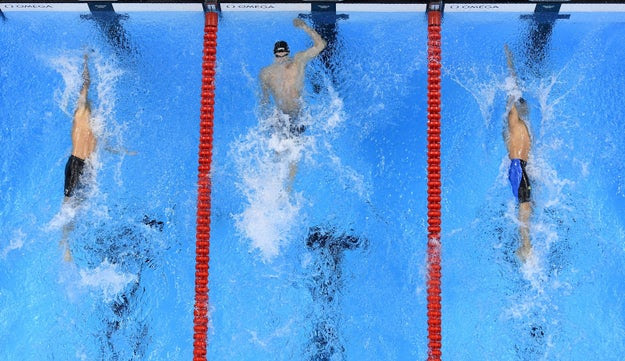 Murphy pulled ahead in the final moments of the race, touching the wall with a time of 51.97 seconds.