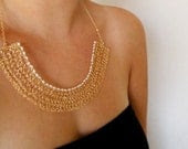 Crochet Gold Filled Wire and Pearls Nile Necklace