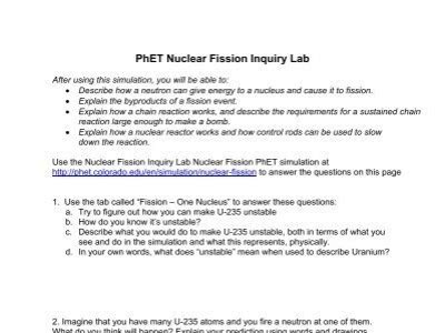Download Link PHET NUCLEAR FISSION INQUIRY LAB ANSWERS How to Download EBook Free PDF