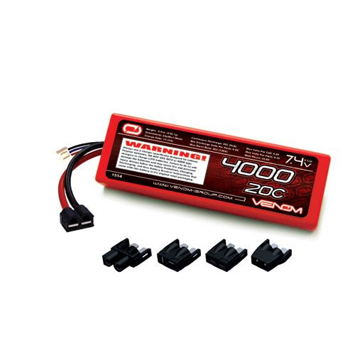  20C 2S 4000mAh 7.4 Hard Case LiPO Battery with Universal Plug System