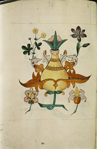 Stylised floral design. Buttercup, periwinkle.