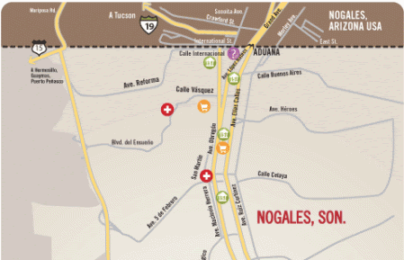 mexico mapa. Mapa / Nogales, Sonora, Mexico