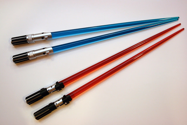 Luke and Vader light saber chopsticks