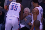 A Grandma Gets a Kiss from Durant After Getting Drilled by Basketball