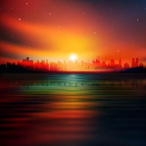 Download Sunset Landscapes background vector 04 - Vector Background ...