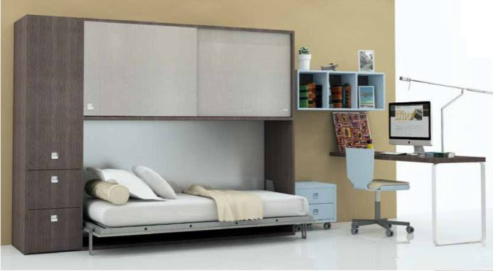 Letto A Scomparsa Singolo Con Armadio Sopra