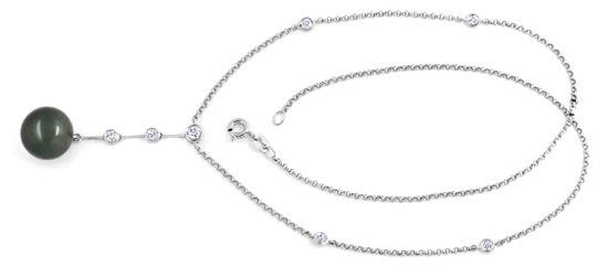 Originalfoto TAHITI PERLENKOLLIER BRILLIANTEN WEISSGOLD