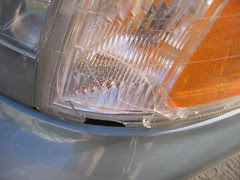 Broken headlight housing