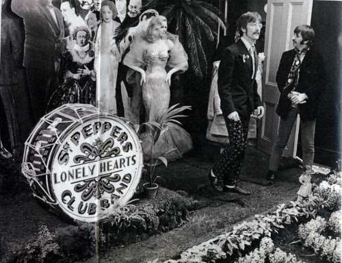 John and Ringo at the photo shoot for the cover of Sgt. Pepper in 1967