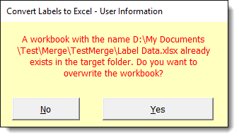 Labels to Excel Worksheet
