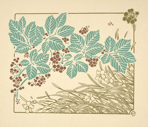 Abstract design based on leaves, grass, and flowers
