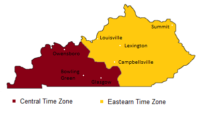 Louisville Ky Time Zone Map Kentucky Time Zones Map    Timebie