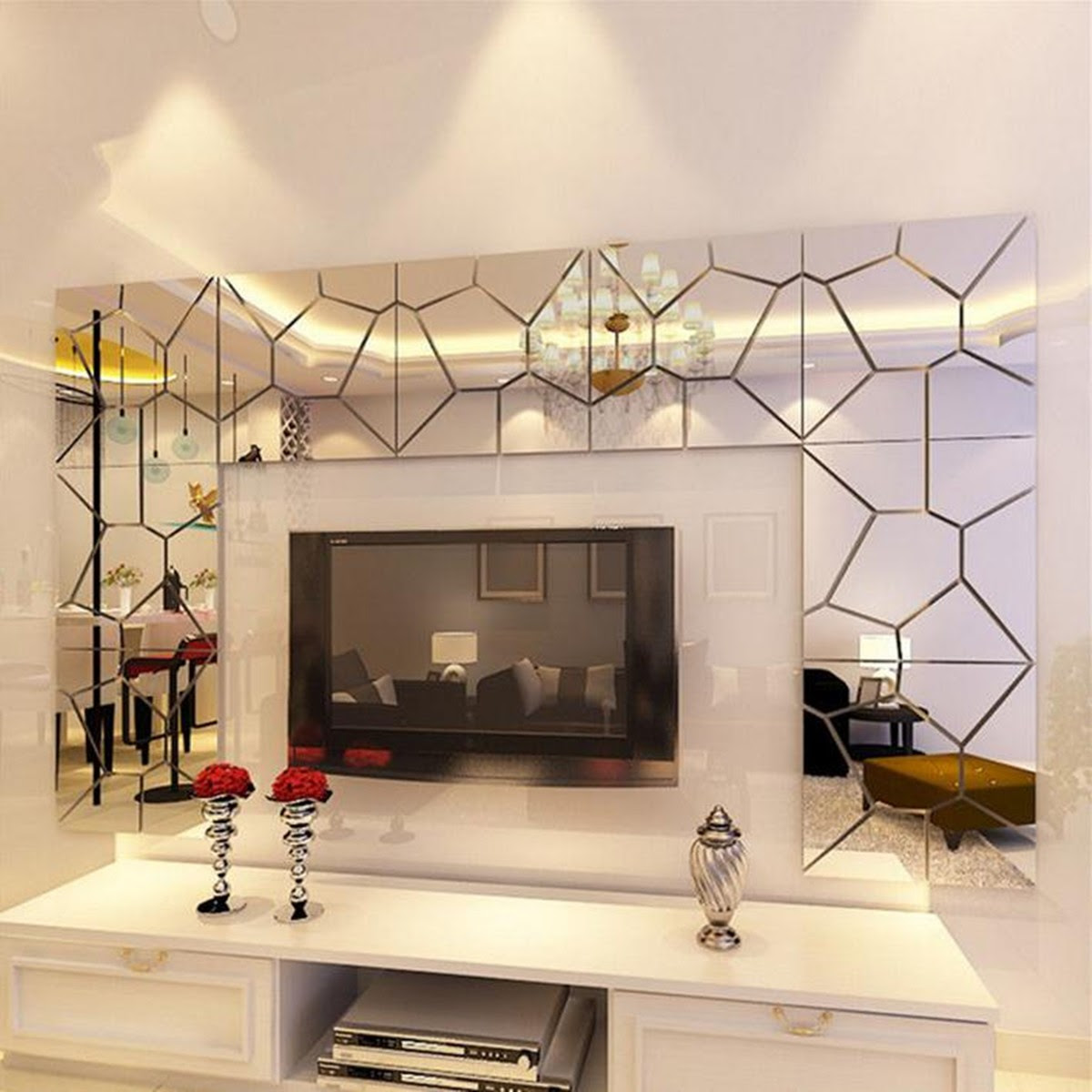 18cm 7Pcs DIY Acrylic Modern Mirror Decal Art Mural Wall 