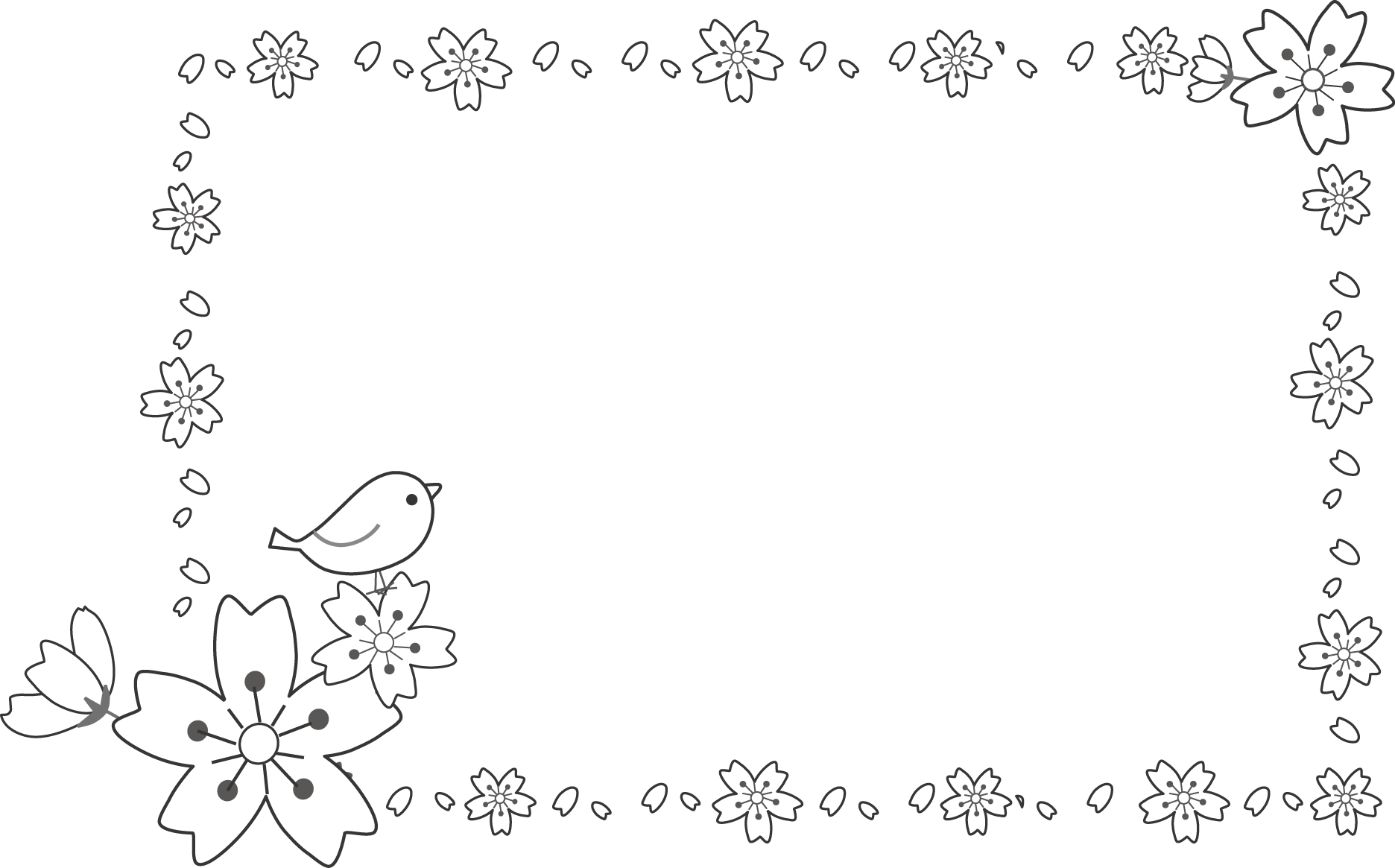 飾り枠 ライン 無料イラスト素材 桜