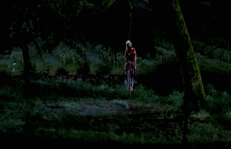 casey becker hanging from a tree scream GIF
