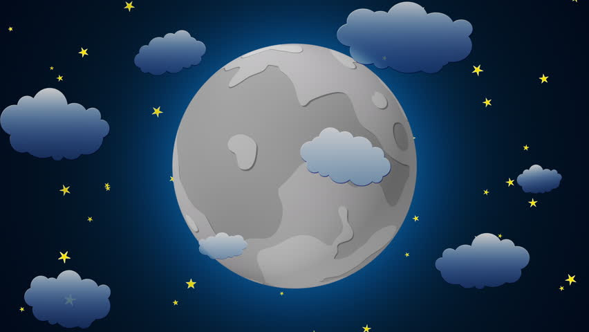 Moon Cartoon With Clouds, Loopable. 4k Stock Footage Video 6051815 - Shutterstock