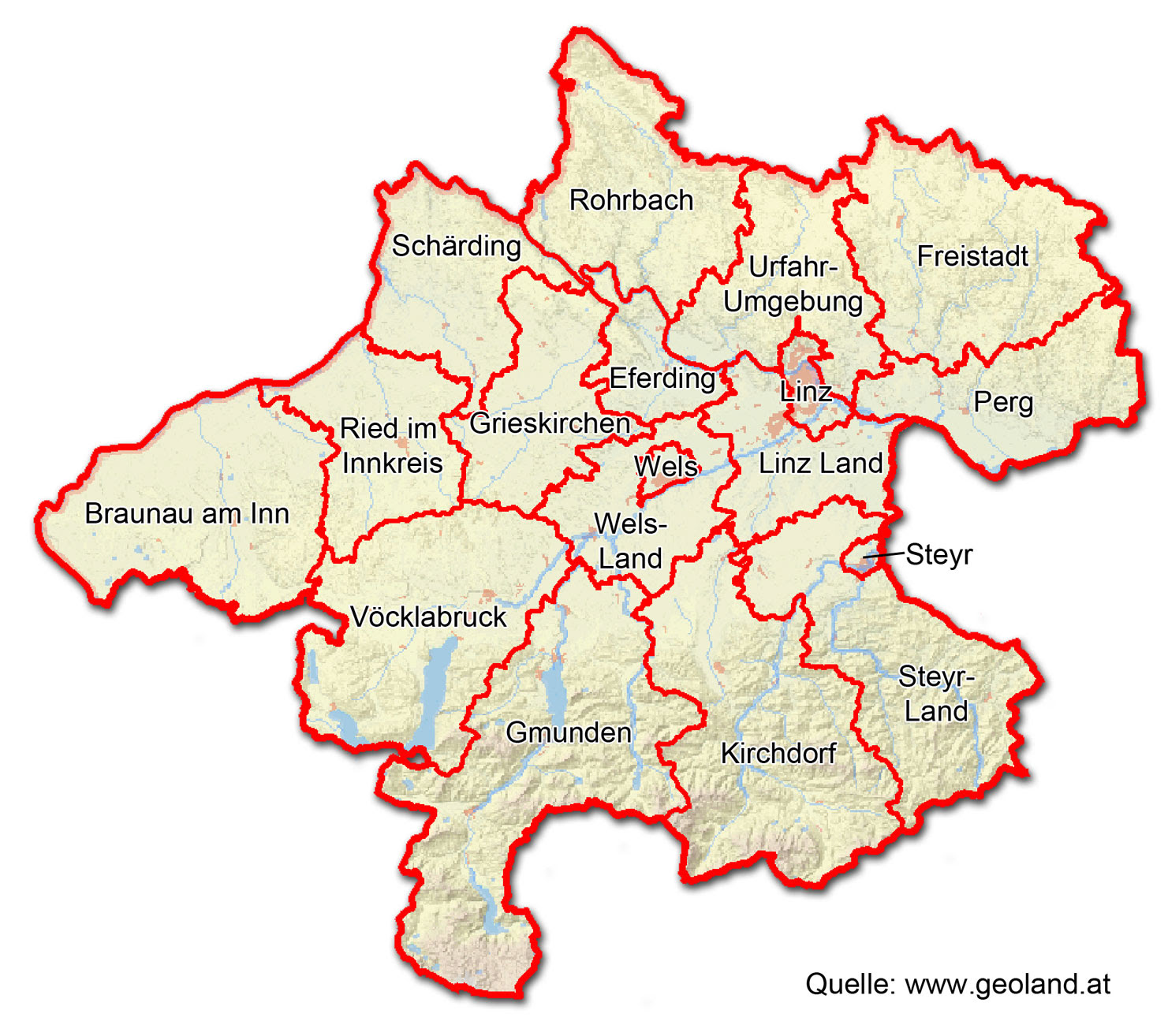 Österreich Bezirke Karte