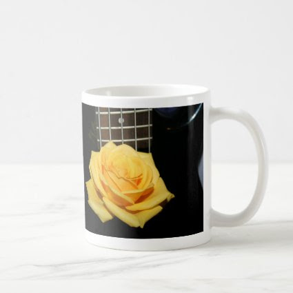 yellow rose five string bass music design photo coffee mug