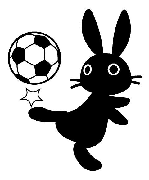 サッカーボールで遊ぶ黒うさぎイラスト素材 見本 Kmsys卯年賀状イラスト素材集