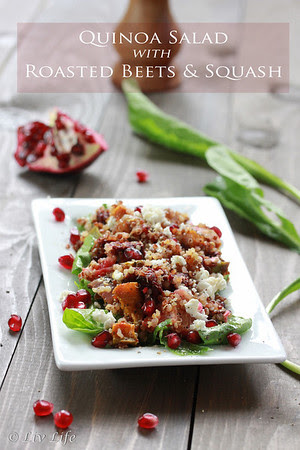 Quinoa Salad with Squash Beets and Arugula