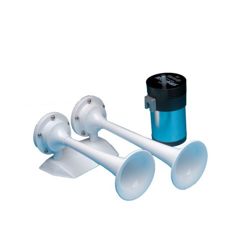 AFI 10121 FullBlast Marine Dual Trumpet Mini Deck Air Horn (12-Volt, White)