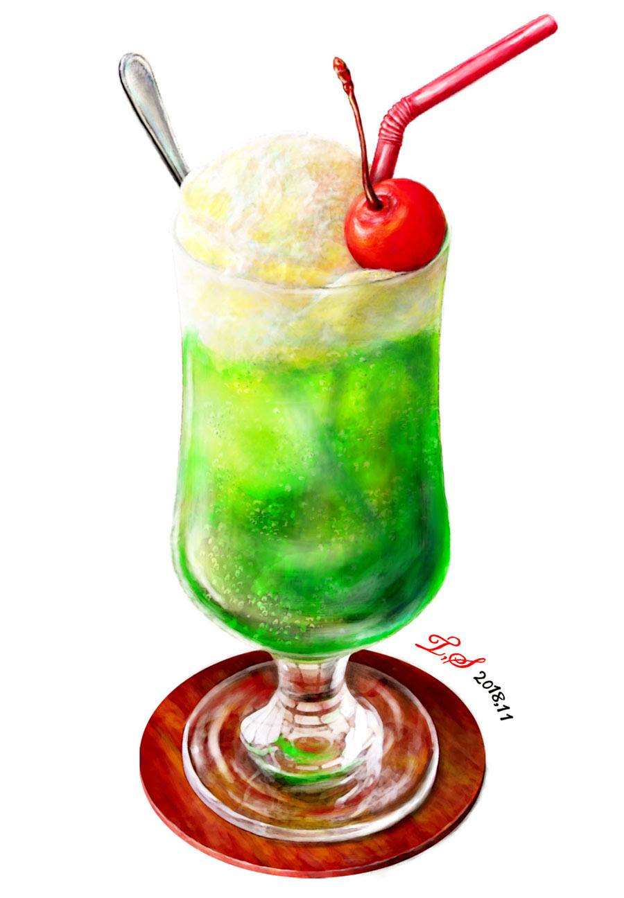 クリームソーダのイラスト 制作 白石拓也
