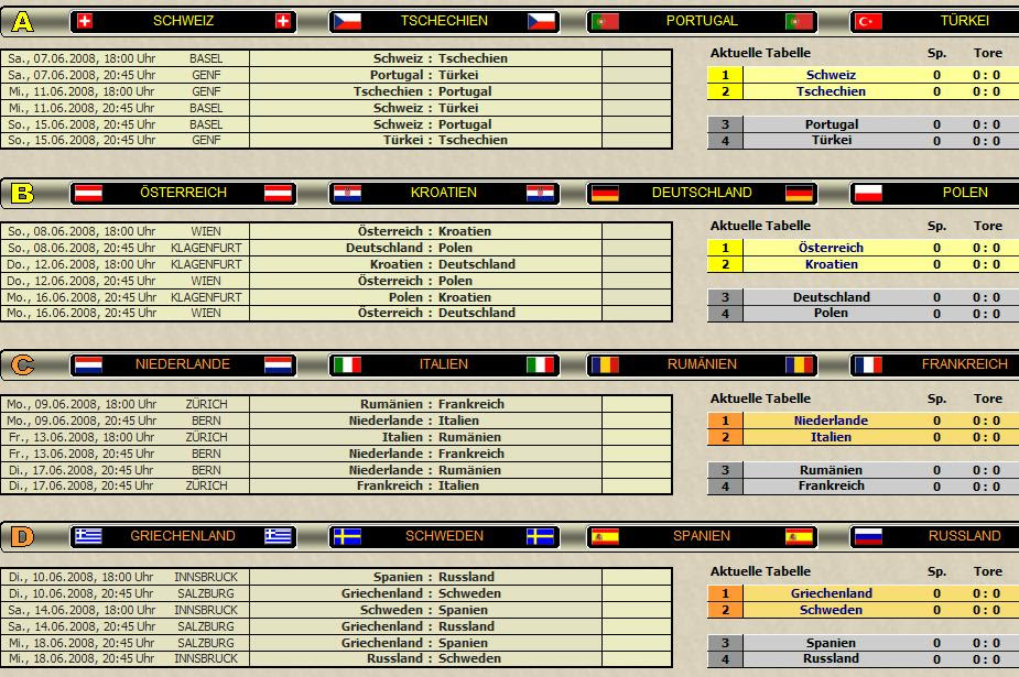 Fußball EM / Spielplan - pdf zum Ausdrucken - Fußball EM