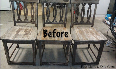 These three abandoned chairs were worn, but the intricate detailing on their backs gave them potential for a DIY. 