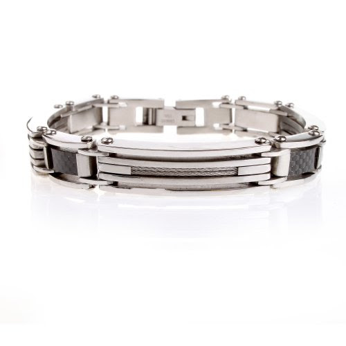  Bracelet en Acier - avec Cable et Carbone noir - pour Homme - SB7471