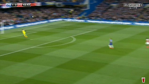 Courtois scrambled back as quickly as he could but there was just no stopping Adam's audacious effort