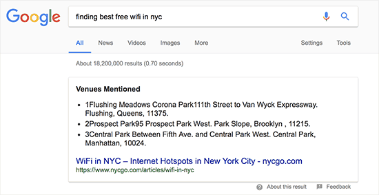 A search term displaying Google Answer Box