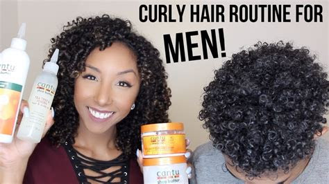 curly hair routine  men  cantu products