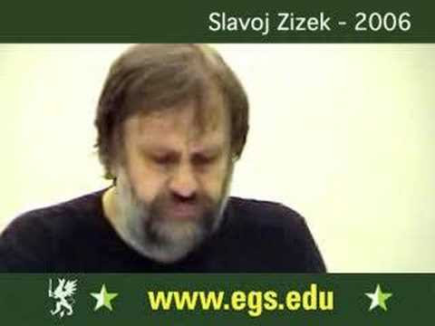 www.egs.edu Slavoj Zizek talking about the explicit, truth, rules, politics, Mel Gibson, society, race, racism, antisemitism; lecturing and developing a